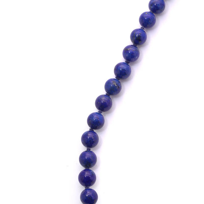 Vintage Lapis Lazuli Bead Necklace With Diamond Set 14 Carat Gold Clasp