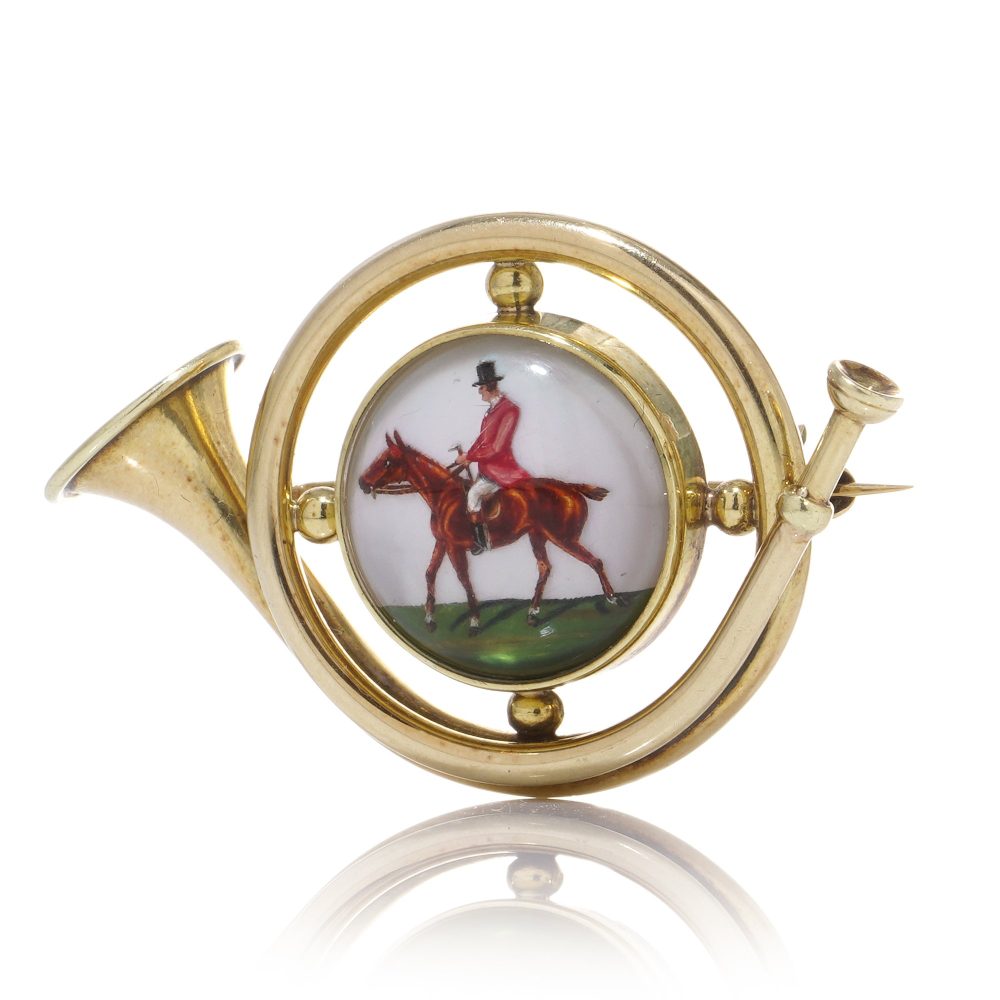 Marcus & Co. Art Nouveau 14 Carat Yellow Gold Essex Crystal Brooch