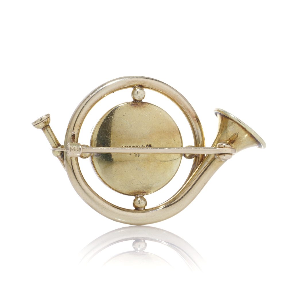 Marcus & Co. Art Nouveau 14 Carat Yellow Gold Essex Crystal Brooch