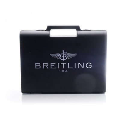 Breitling Emergency 43mm Titanium Quartz Watch Full Set with Box and Papers and service history from 1998. Titanium Case Yellow Dial Emergency Transmitter Original Breitling Briefcase marked "For Aeronautical Use Only." All Original Manuals and Documentation Emergency Information booklet Warranty User Manual