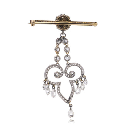 Antique gold bar brooch and pendant set with ruby and diamonds. Circa 1900's.