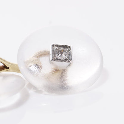 Cartier cufflinks and shirt studs in gold and platinum with rock crystals and diamonds.