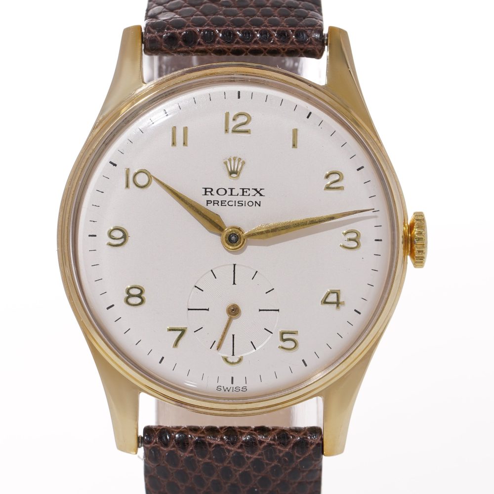 Vintage Rolex Precision 9ct Yellow Gold Manual Watch with Dennison Case, Circa 1957