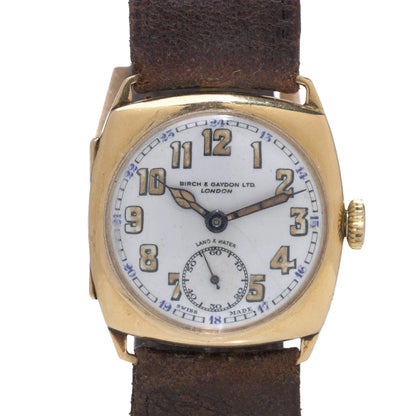 Birch & Gaydon Ltd 18 Carat Gold Manual Wind Wristwatch, 1930