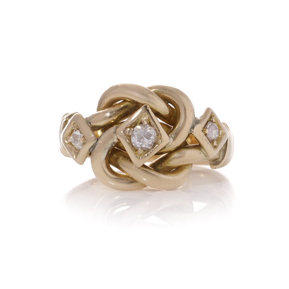 Vintage diamond and gold knot ring.
