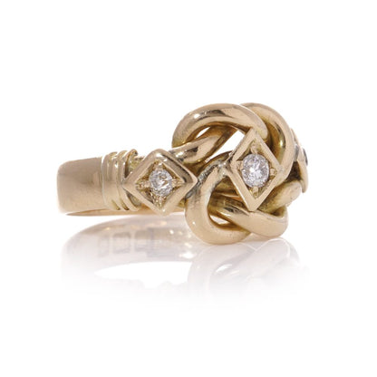 Vintage diamond and gold knot ring.