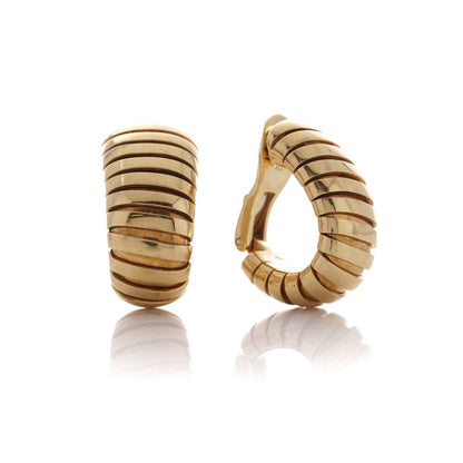 Bvlgari link hoop clip-on earrings in gold.