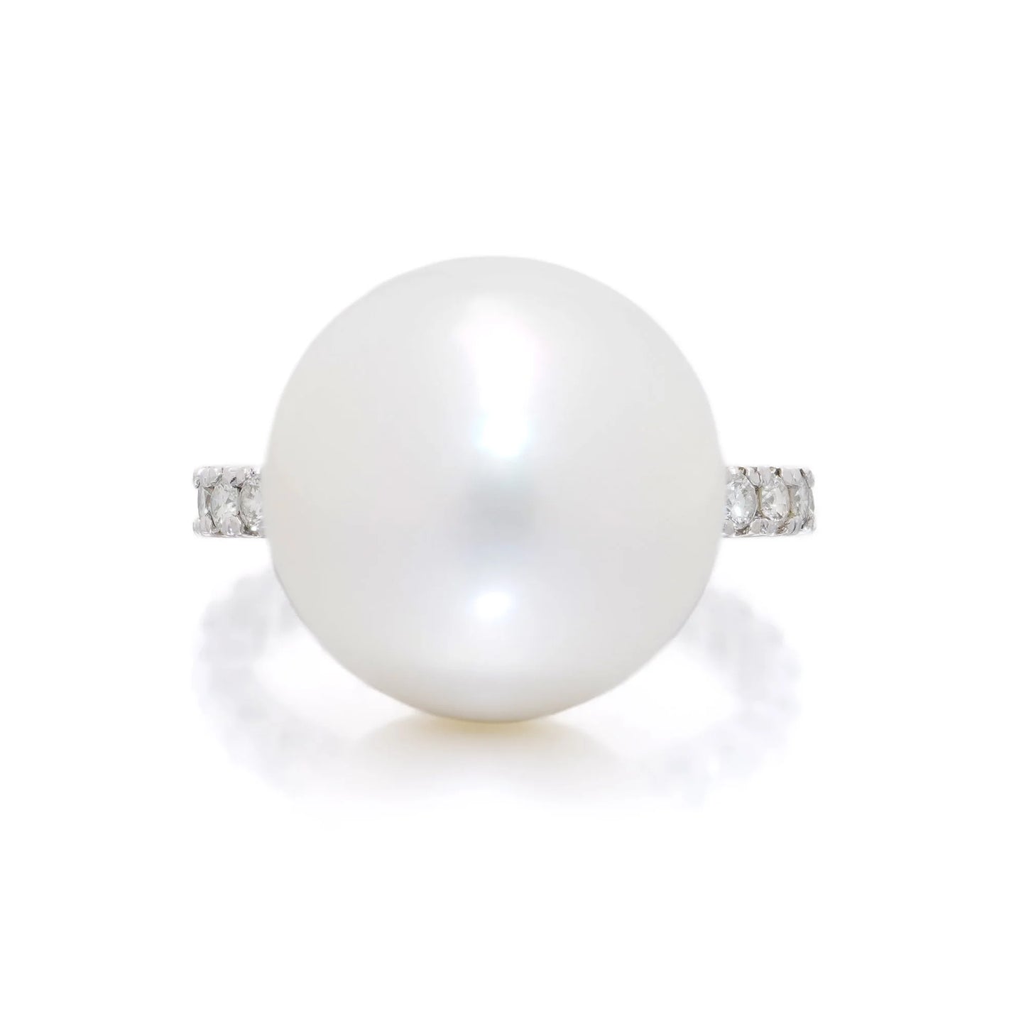 Platinum Cultured Saltwater Pearl and Diamond Ring