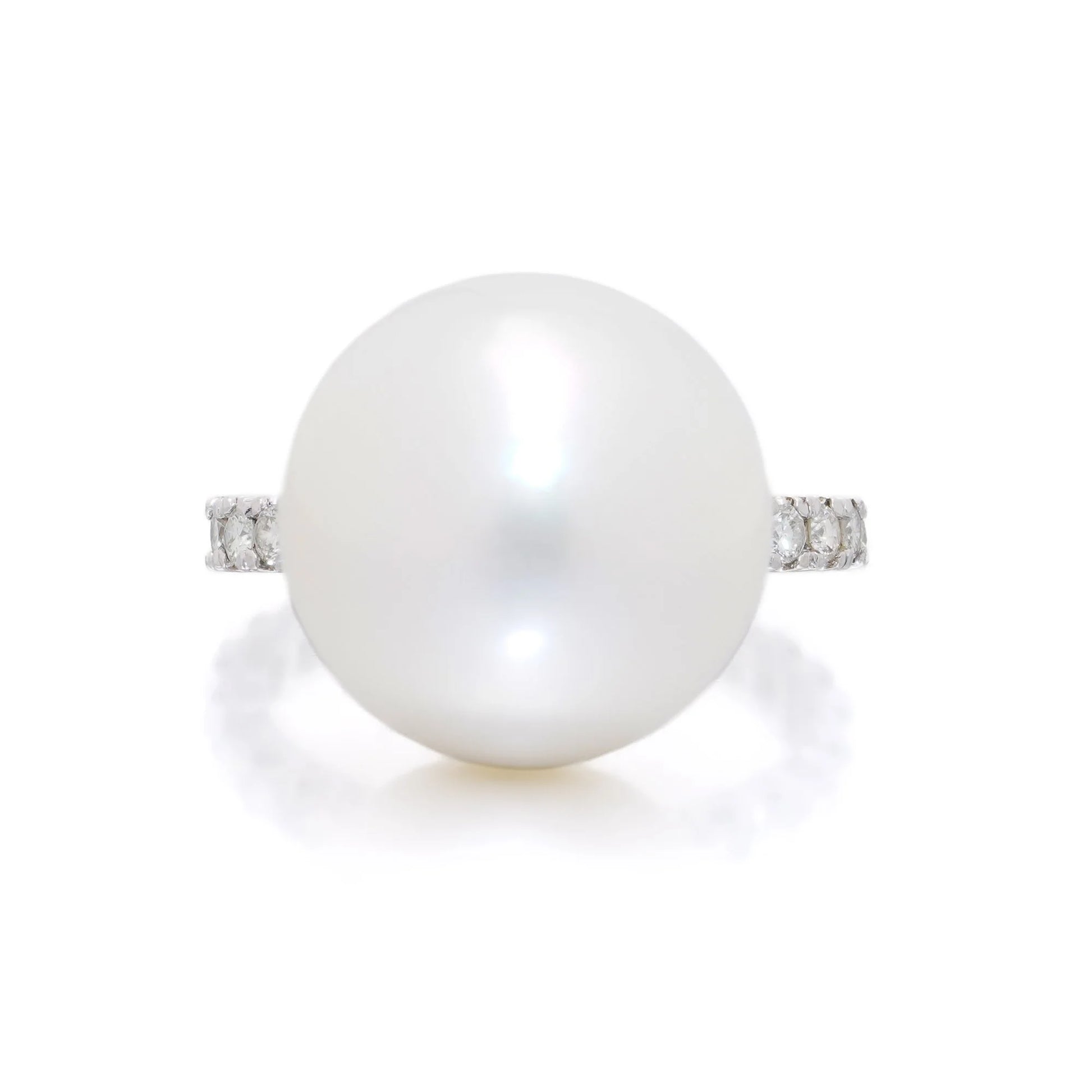 Platinum Cultured Saltwater Pearl and Diamond Ring