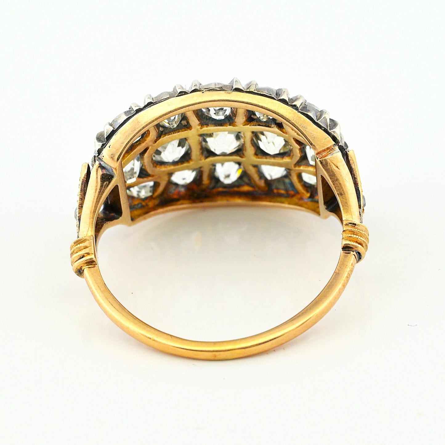 Regency Antique 3ct Old Mine Cut Diamond Three Row Cluster Ring, Circa 1835