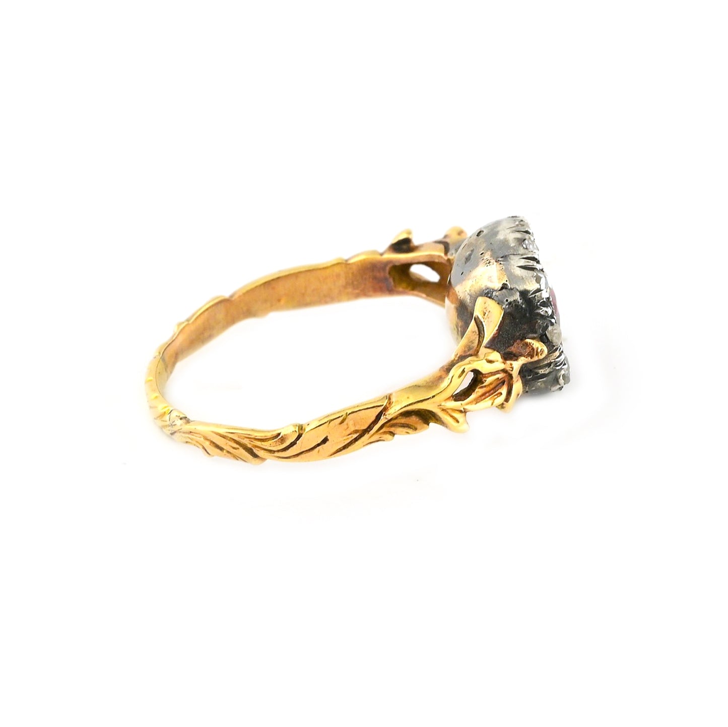 Georgian Antique Ruby and Diamond Cluster Engagement Ring