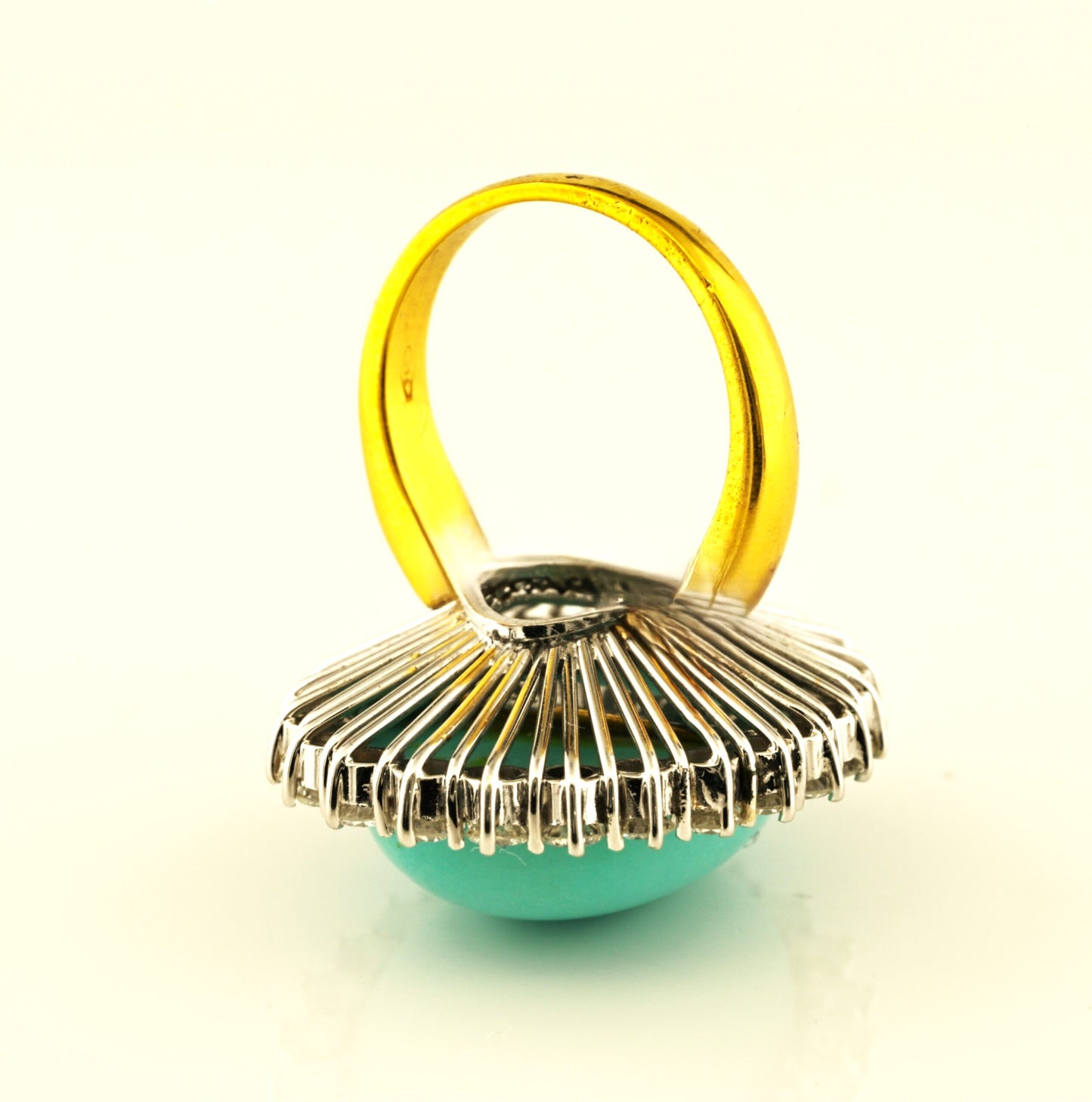 Vintage Natural Persian Turquoise and Diamond Cluster Cocktail Ring