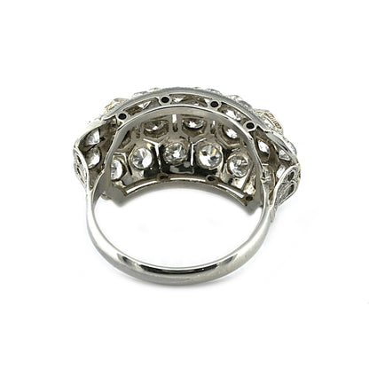 Vintage Art Deco Italian 2ct Old Mine Cut Diamond Cluster Bombe Ring