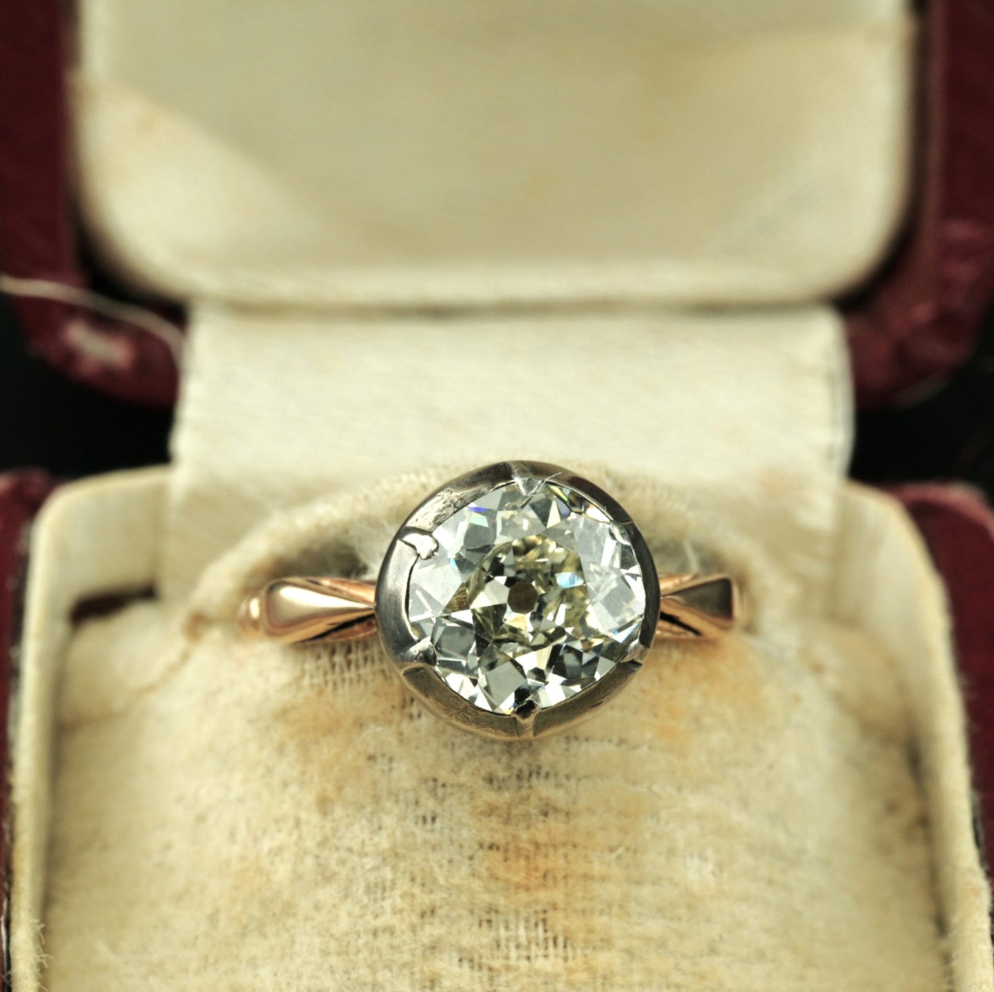 Victorian Antique 2.15ct Old Mine Cut Diamond Solitaire Engagement Ring, Circa 1860