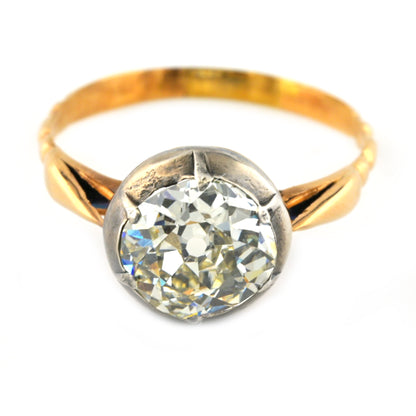 Victorian Antique 2.15ct Old Mine Cut Diamond Solitaire Engagement Ring, Circa 1860