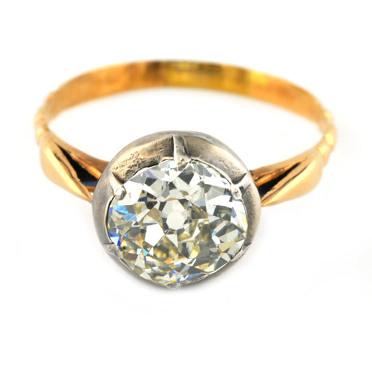 Victorian Antique 2.15ct Old Mine Cut Diamond Solitaire Engagement Ring, Circa 1860