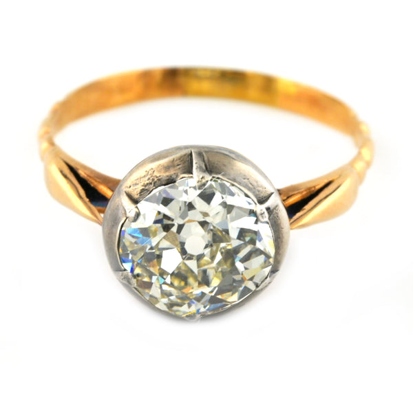 Victorian Antique 2.15ct Old Mine Cut Diamond Solitaire Engagement Ring, Circa 1860