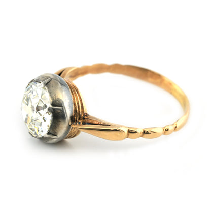 Victorian Antique 2.15ct Old Mine Cut Diamond Solitaire Engagement Ring, Circa 1860