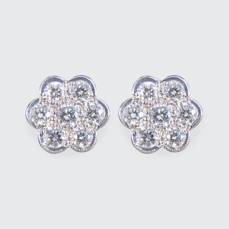 Daisy Cluster 1.12ct Diamond Earrings