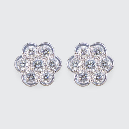 Daisy Cluster 1.12ct Diamond Earrings