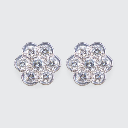 Daisy Cluster 1.12ct Diamond Earrings