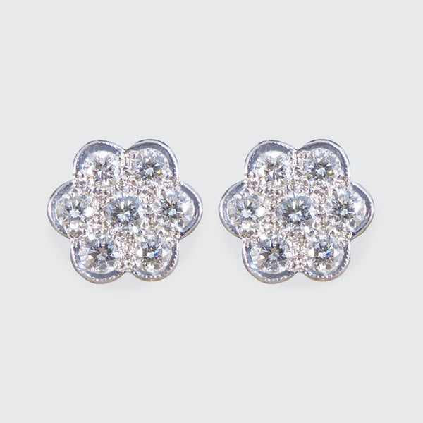 Daisy Cluster 1.12ct Diamond Earrings