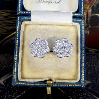 Daisy Cluster 1.12ct Diamond Earrings