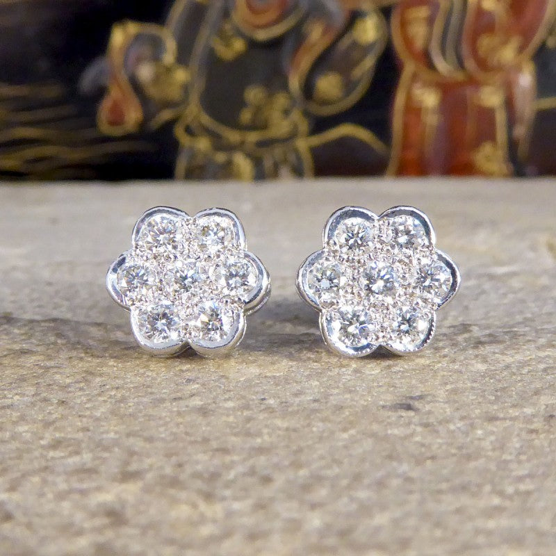 Daisy Cluster 1.12ct Diamond Earrings