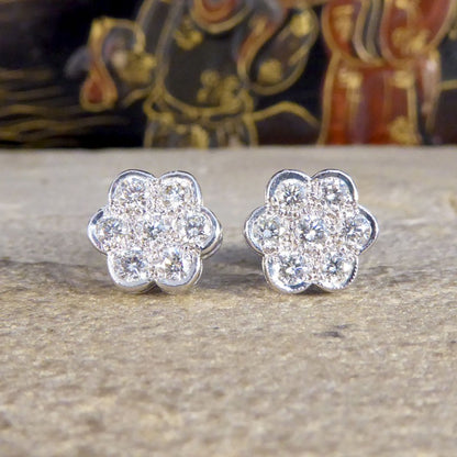 Daisy Cluster 1.12ct Diamond Earrings