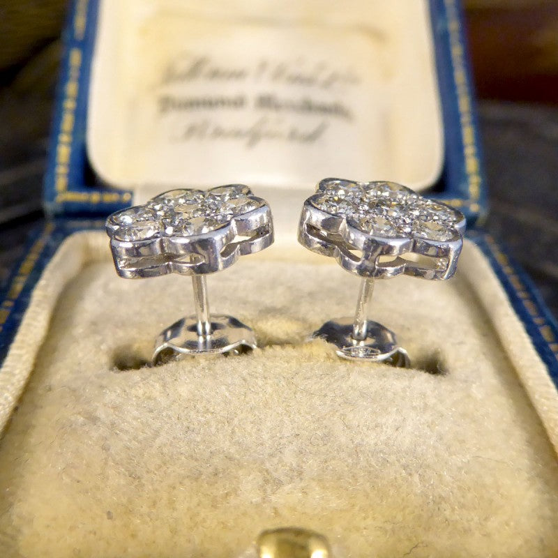Daisy Cluster 1.12ct Diamond Earrings