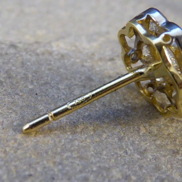 Daisy Cluster 1.30ct Diamond Earrings in 18ct White and Yellow Gold