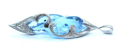 Dancing Dolphin Aquamarine and Diamond Pendant