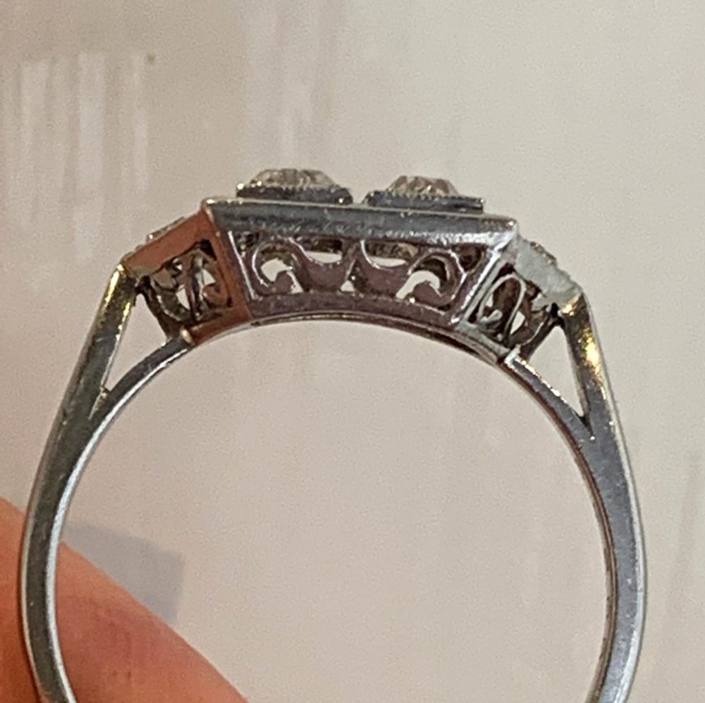 Art Deco 0.70ct Old Cut Diamond and Platinum Square Ring
