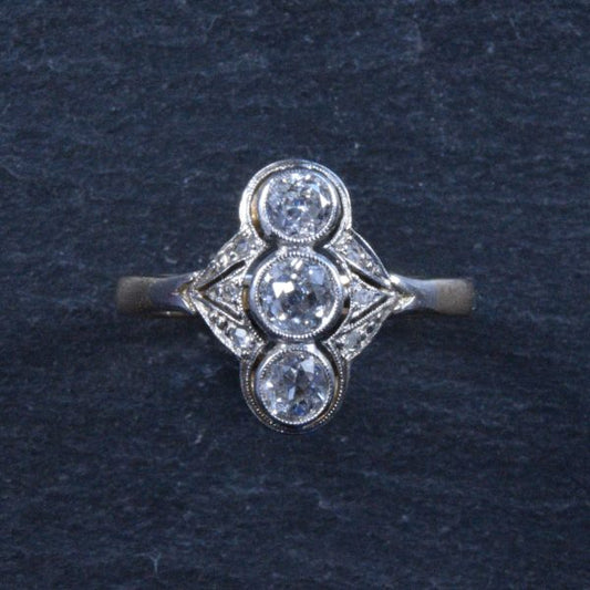 Antique Art Deco Diamond Dress Ring in 18ct gold and Platinum