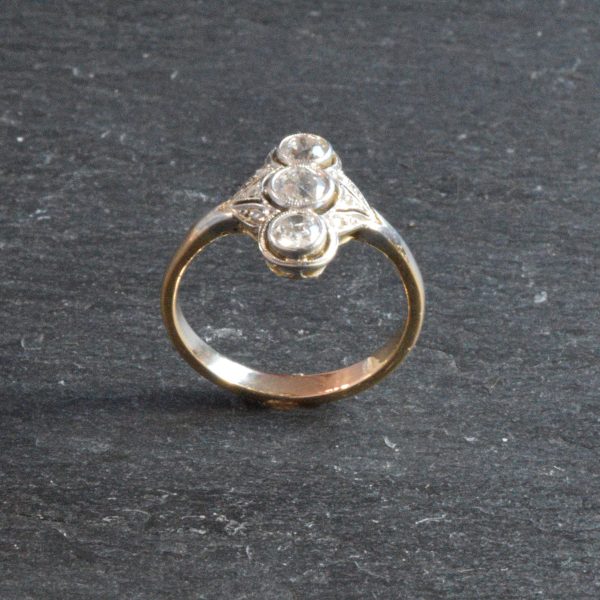Antique Art Deco Diamond Dress Ring in 18ct gold and Platinum