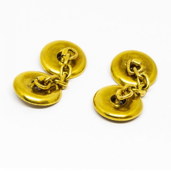 Desbazeille Art Nouveau gold and diamond cufflinks