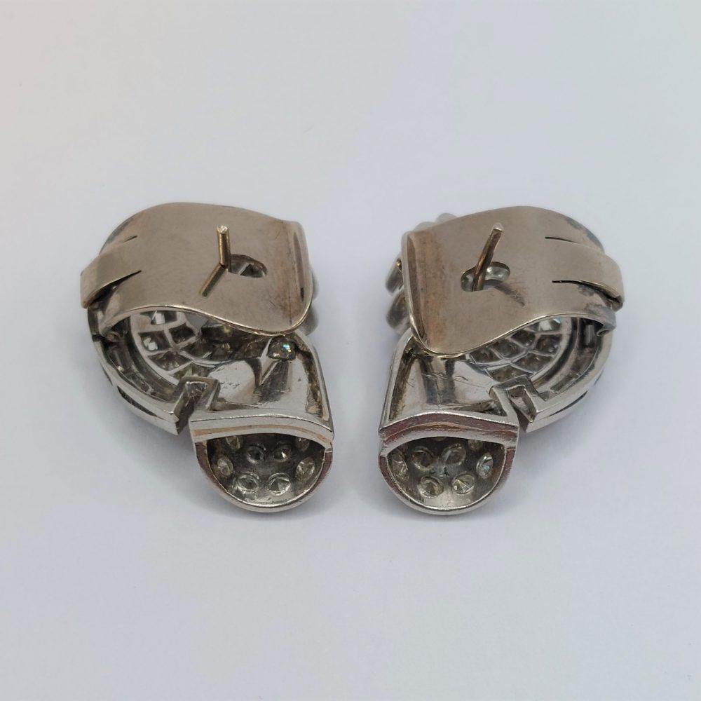 Vintage Retro 2.40ct Diamond Spray Clip Earrings