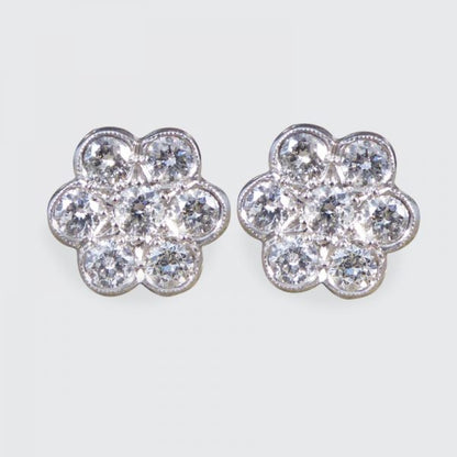 Diamond 1.10ct Daisy Cluster Stud Earrings