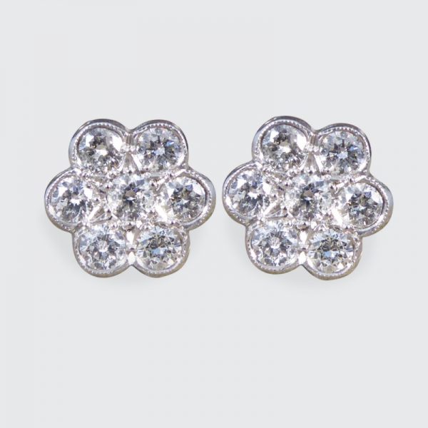 Diamond 1.10ct Daisy Cluster Stud Earrings