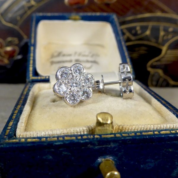 Diamond 1.10ct Daisy Cluster Stud Earrings