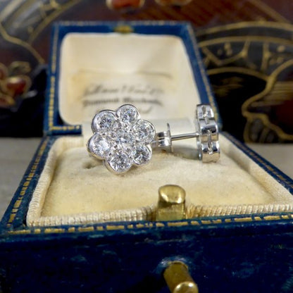 Diamond 1.10ct Daisy Cluster Stud Earrings