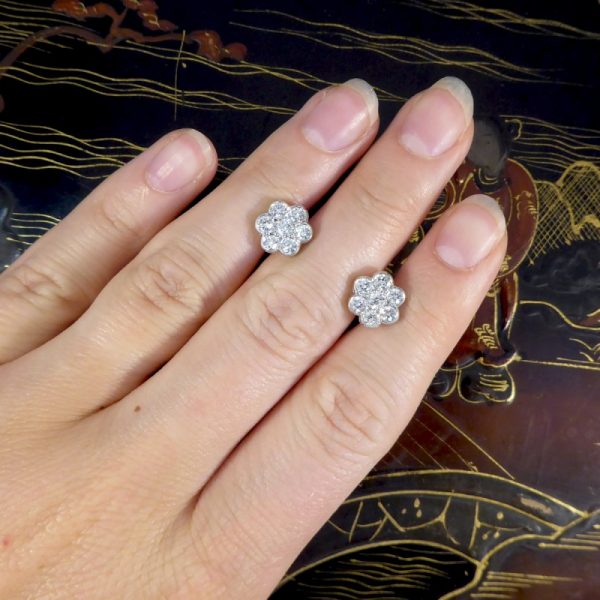 Diamond 1.10ct Daisy Cluster Stud Earrings