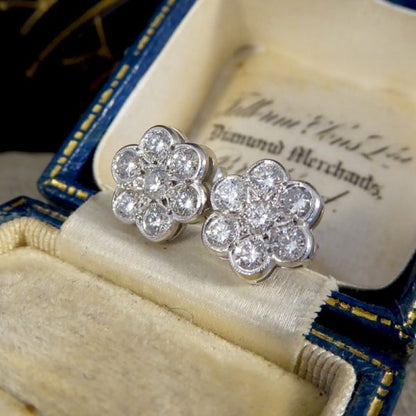 Diamond 1.10ct Daisy Cluster Stud Earrings