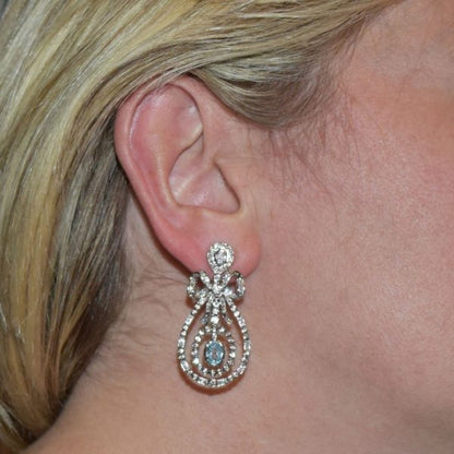 Diamond & Blue Topaz Drop Earrings