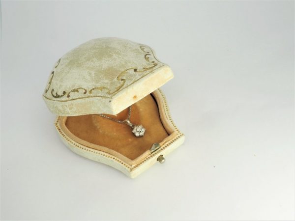 Diamond Cluster Pendant with Chain in 14ct White Gold