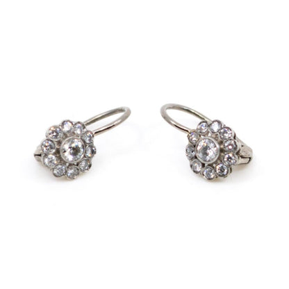 Diamond Cluster Platinum Earrings