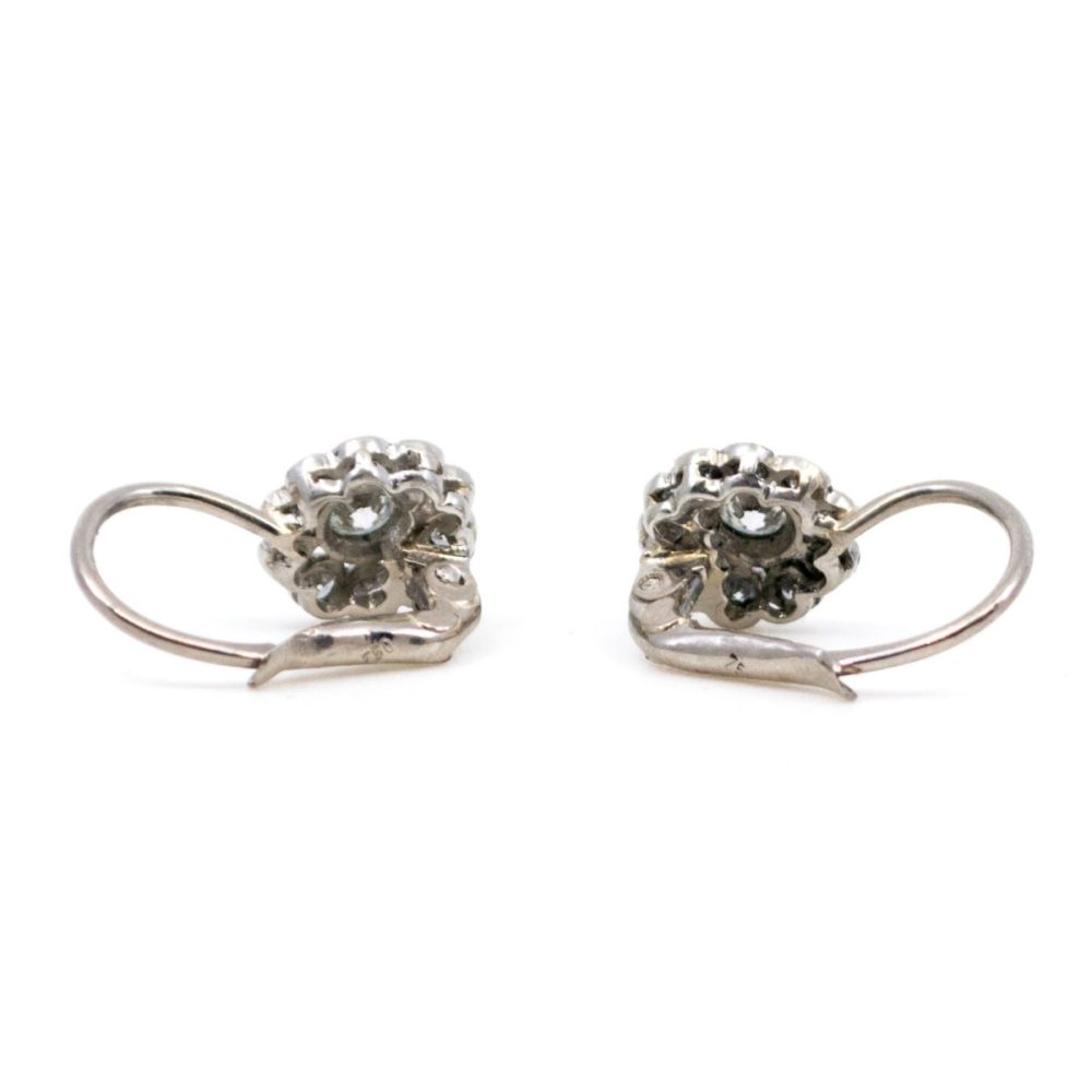 Diamond Cluster Platinum Earrings
