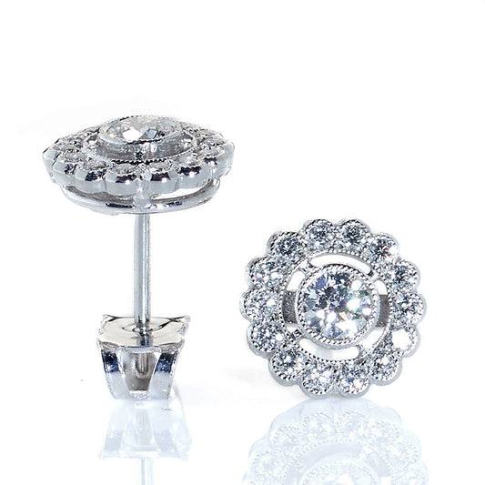 Diamond Cluster Stud Earrings, 0.76ct