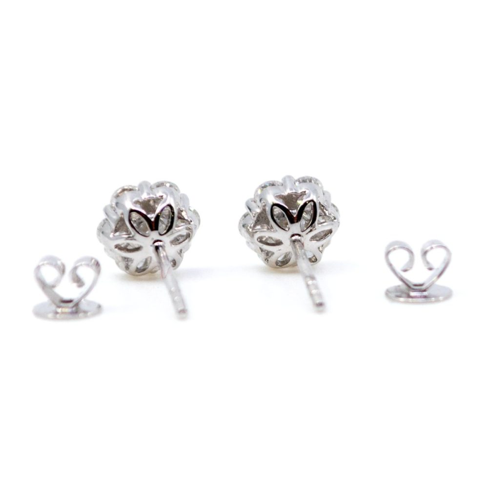 Diamond Cluster Stud Earrings, 1.10 carats white gold
