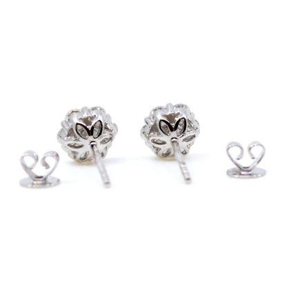 Diamond Cluster Stud Earrings, 1.10 carats white gold